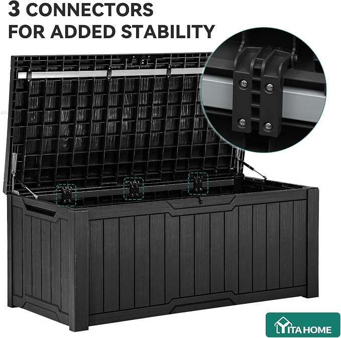 YITAHOME 120 Gallon Large Deck Box, Resin Outdoor Storage Box - Image 4