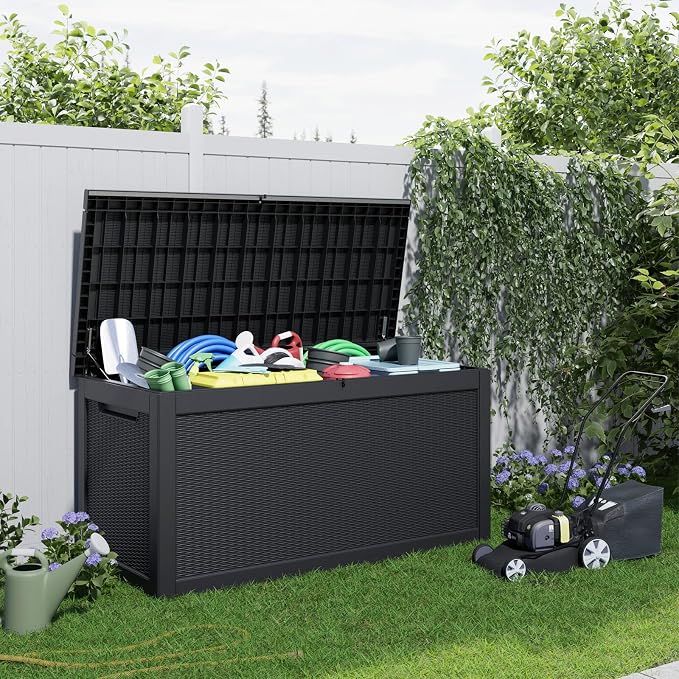 320 Gallon Large Deck Box, Resin Outdoor Storage Box - Image 7