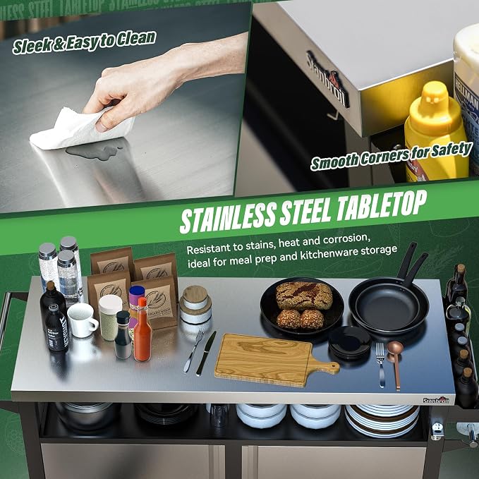 Stanbroil Rolling Outdoor Kitchen Island, BBQ Grill Cart - Image 7