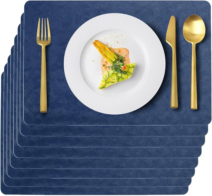 Vinyl Placemats Set of 8 Faux Leather 100% Waterproof Wipeable Washable Place by Uolr