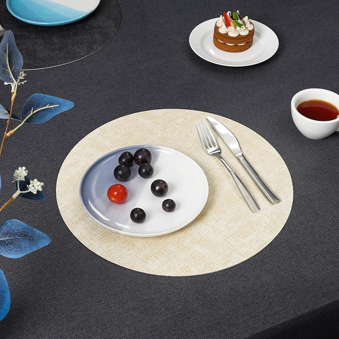 Myir JUN Round Placemats, Dual Sided Faux Leather Place Mats Set of 6 - Image 8