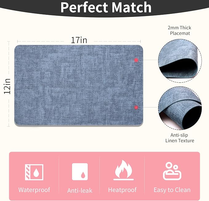 Maxpearl Faux Leather Placemats Set of 4, Waterproof - Image 7