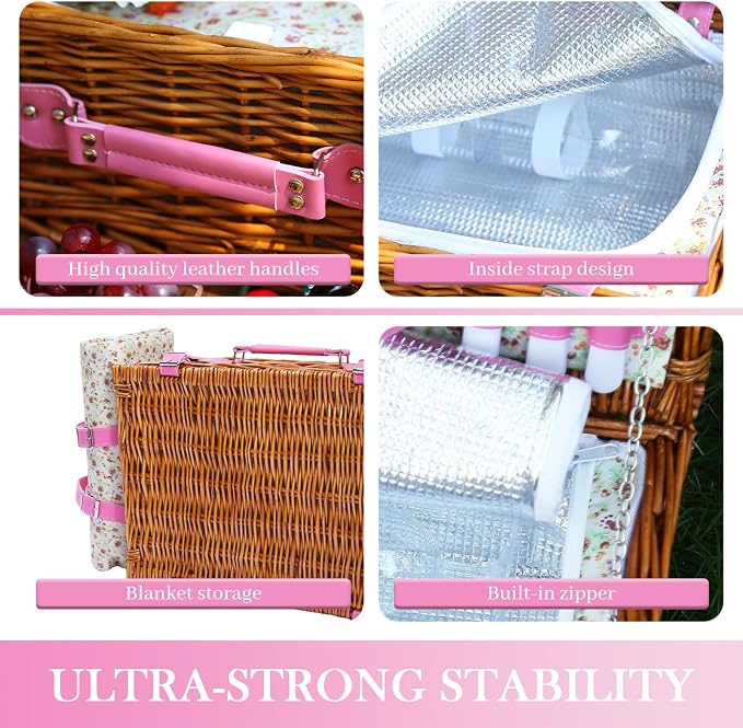 Neti Neti Wicker Picnic Basket for 4 - Image 5