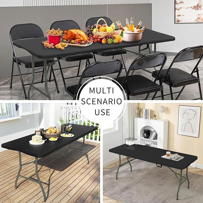 Folding Tables with Carrying Handle Lightweight Rectangular Portable Plastic - Image 6