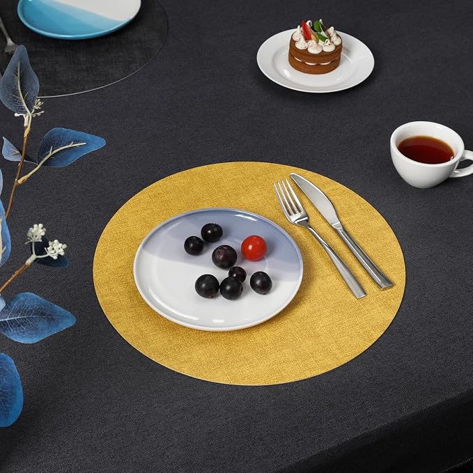 Myir JUN Round Placemats Dual Sided, Faux Leather Place Mats Set of 4 Indoor - Image 8