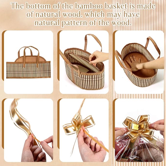 Reallnaive Baskets for Gifts Empty Sturdy Woven Bamboo Gift Basket - Image 3
