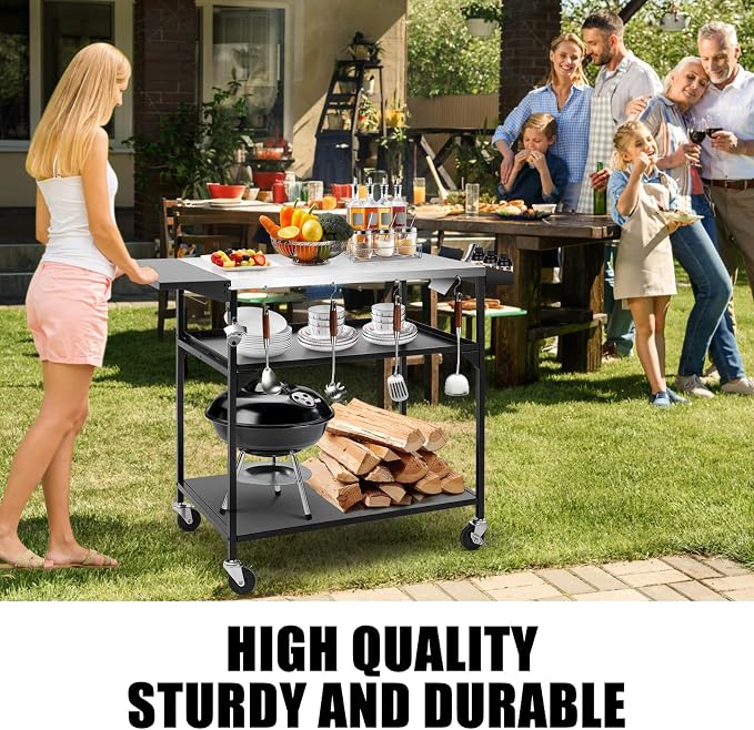 Outdoor Pizza Oven Table, Three-Shelf Outdoor Table - Image 5