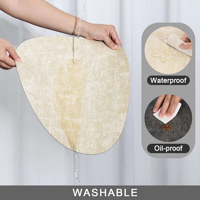 Placemats and Coasters, Washable Reversible Placemats Round Faux Leather - Image 4
