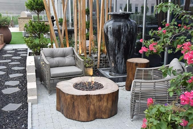 Elementi | Manchester Gas Fire Pit Cast Concrete Semi-Round Fire Table - Image 4