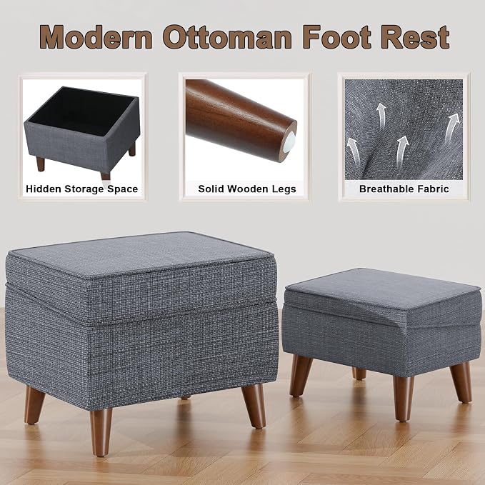 Storage Ottomans with Adjustable Cover, Step Stool, Footrest and Seat, Ottoman - Image 3