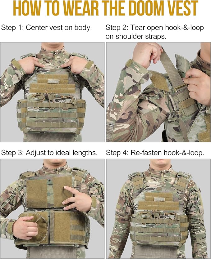 OneTigris DOOM Tactical Vest, Adjustable Airsoft Vest MOLLE Vest - Image 5