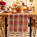 Red Plaid Snowflake Christmas Table Runner, Winter Holiday Table Runners 108 by AQOTHES
