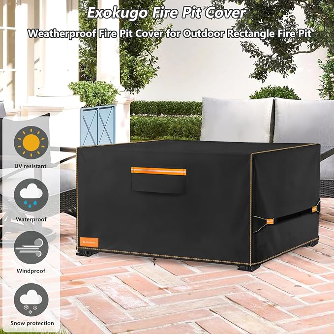 Fire Pit Cover, Outdoor Heavy Duty 600D 100% Waterproof Fire Pit Cover - Image 3