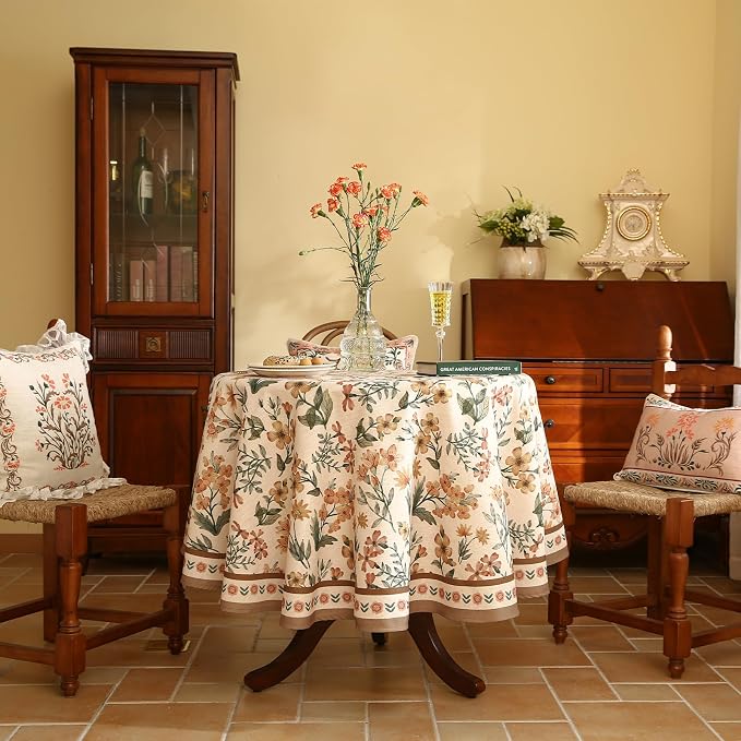 Designer Floral Linen Small Round Tablecloth, Vintage William Morris Soft and - Image 2