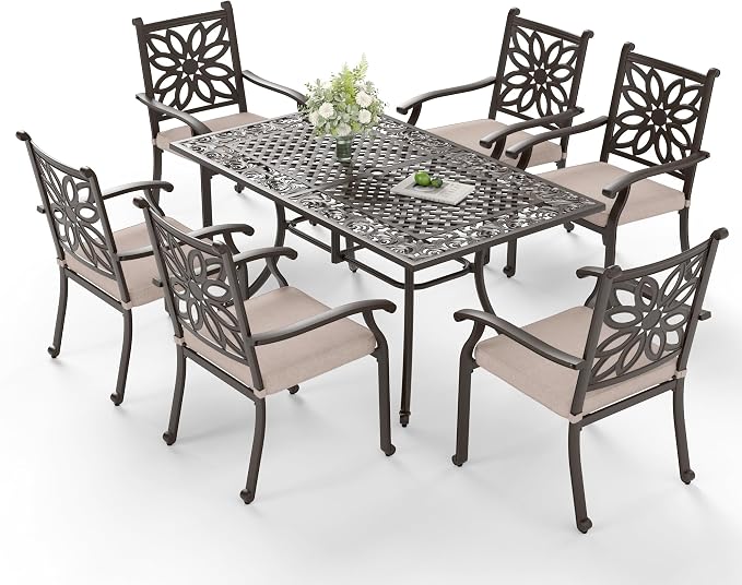 Sophia & William 7 Pieces Cast Aluminium Patio Dining Furniture Set by SophiaWilliam