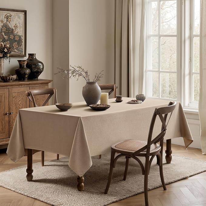 MIULEE Brown Linen Polyester Tablecloth 60x104 Inch Rectangle Table Cloth - Image 4
