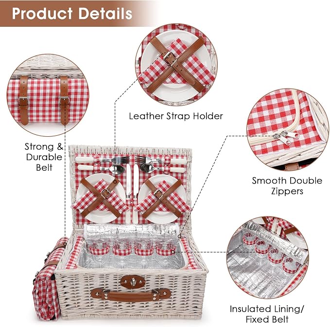 HappyPicnic Fitted Picnic Baskets Cooler Set - Image 5