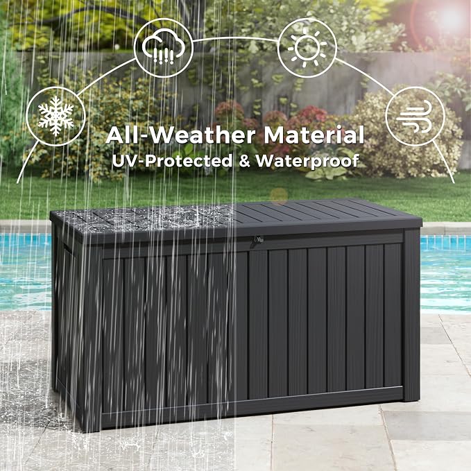KAMABOKO Outdoor Storage Box, 150 Gallon Large Outdoor Resin Deck Box, Storage - Image 5