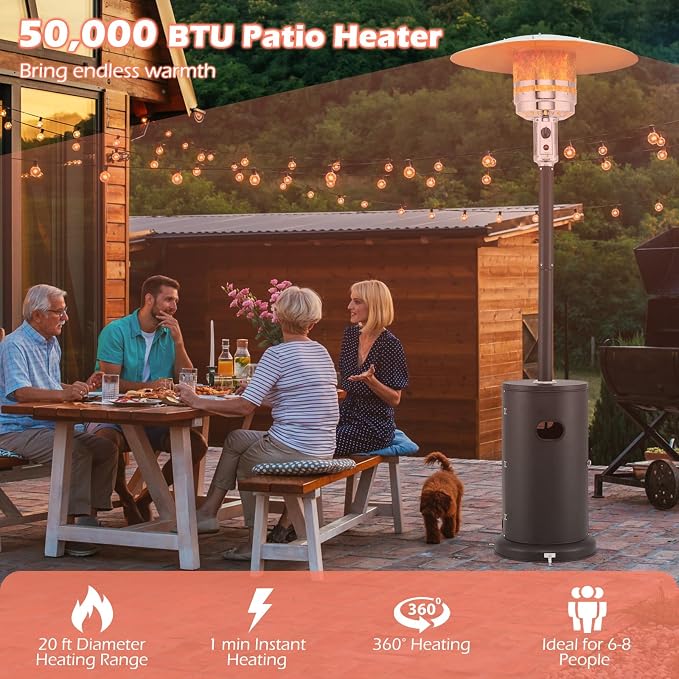 Tangkula 50, 000 BTU Propane Outdoor Heater, Patio Heater - Image 3