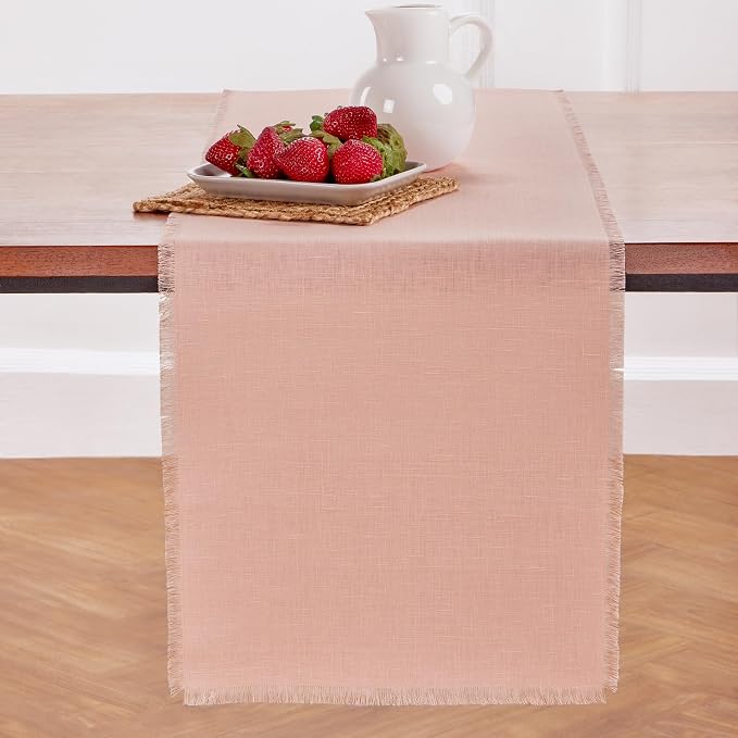Solino Home Linen Misty Pink Table Runner 108 Inches Long - Image 2
