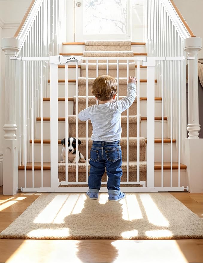 BABELIO 36" Tall Baby Gate, PressGuard P7, 29-48" Auto Close Pressure Mounted by BABELIO