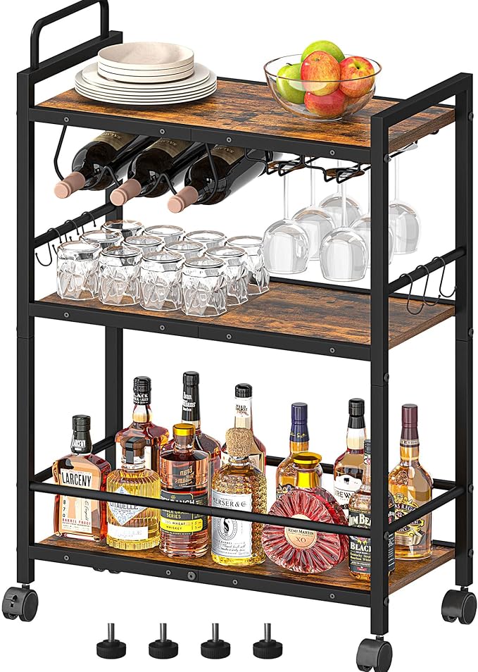 Bar Cart, Serving Cart for Home, Microwave Cart, Drink Cart, Mobile Kitchen - Image 9