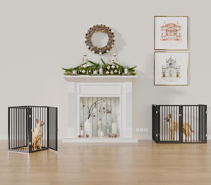 Vantas Folding No-Assembly Metal Pet Gate 80" Wide, Freestanding Accordion - Image 3