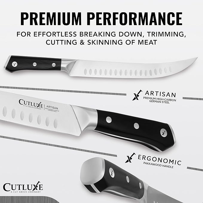 Cutluxe Butcher Knife – 10″ Cimeter Breaking Knife, Razor Sharp Forged High - Image 2