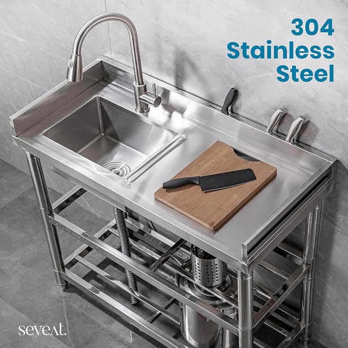 Stainless Steel Utility Sink Freestanding Laundry Sink - Image 7