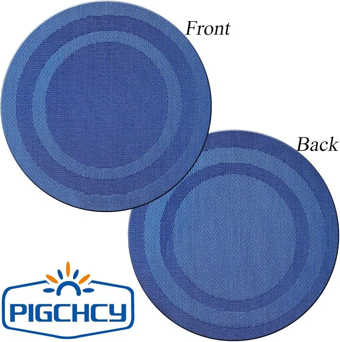 Round Placemat Set of 6 Heat Resistant Vinyl Washable Kitchen 15 inch Placemats - Image 3