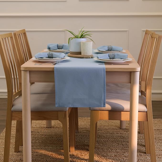 Encasa XO Table Runner 13"x59" Long | Cotton Canvas Fabric | B Grey Solid Color - Image 4