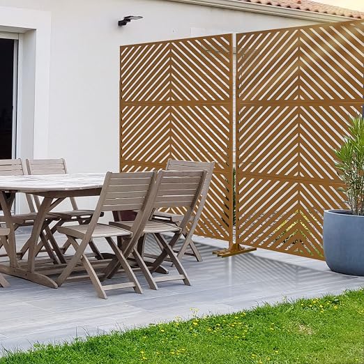 Casaphoria 72" H x 47" W Metal Privacy Screen, Freestanding Outdoor Screen - Image 3