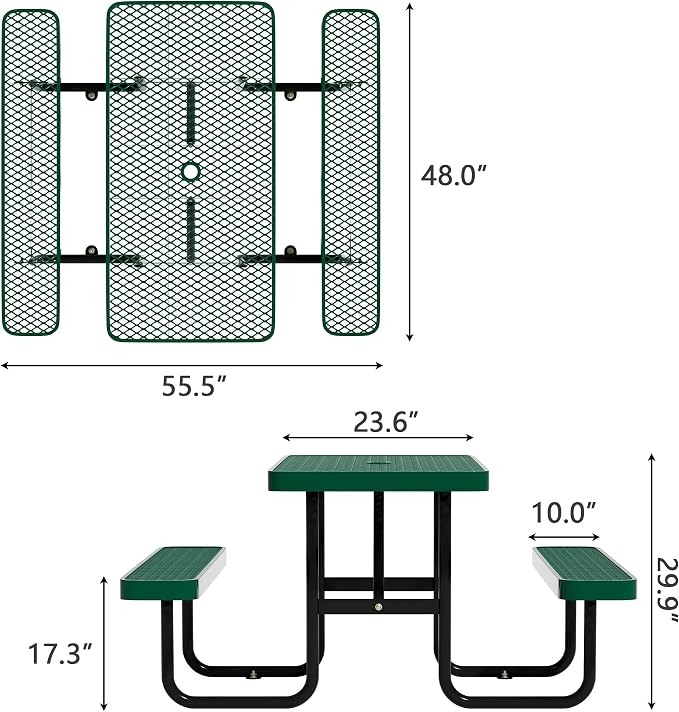 4FT Picnic Tables for Outdoors, Rectangular Commercial Metal Picnic Table Bench - Image 2