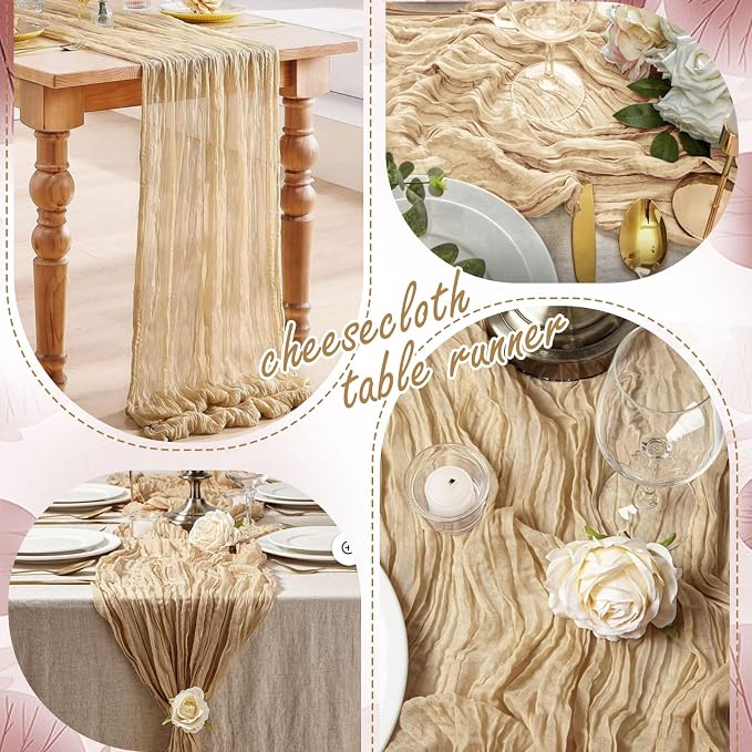 20 Packs Cheesecloth Table Runner 10FT Long Boho Gauze Fabric Table Runner - Image 6