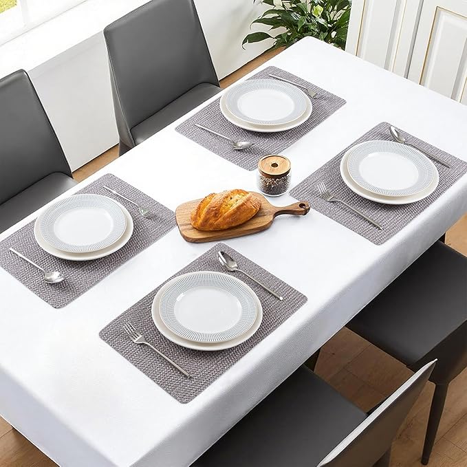 POLYTE Indoor/Outdoor Washable Woven Vinyl Table Dining Placemats - Image 6