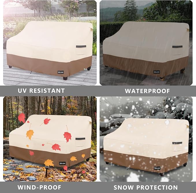 3-Seater Patio Sofa Cover, 76W x 32.5D x 33H Inches Outdoor Couch Cover - Image 8