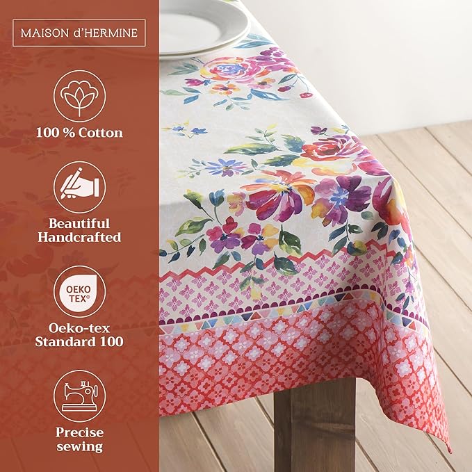 Maison d' Hermine Table Cloth Square Table 100% Cotton 60 x 60 Inches - Image 2