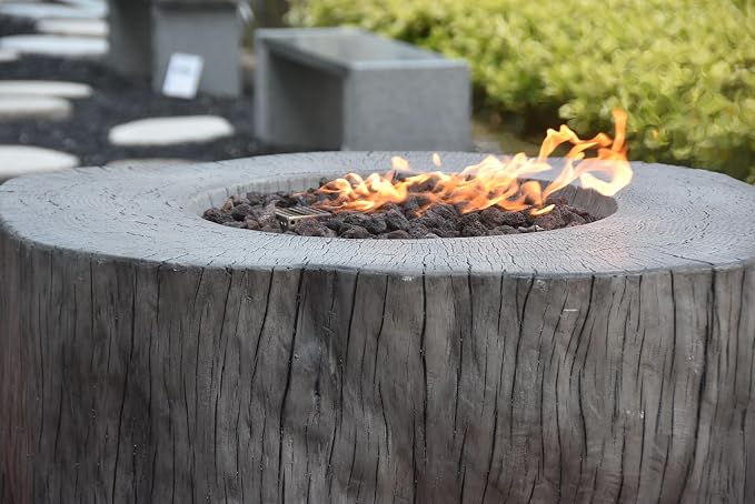 Elementi | Bundle Manchester Gas Fire Pit Cast Concrete Semi-Round Fire Table - Image 6