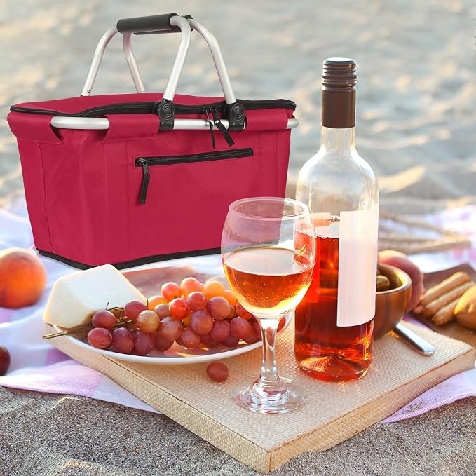 Picnic Basket, SIYUAN 27L Collapsible Insulated Farmers Market Basket - Image 6