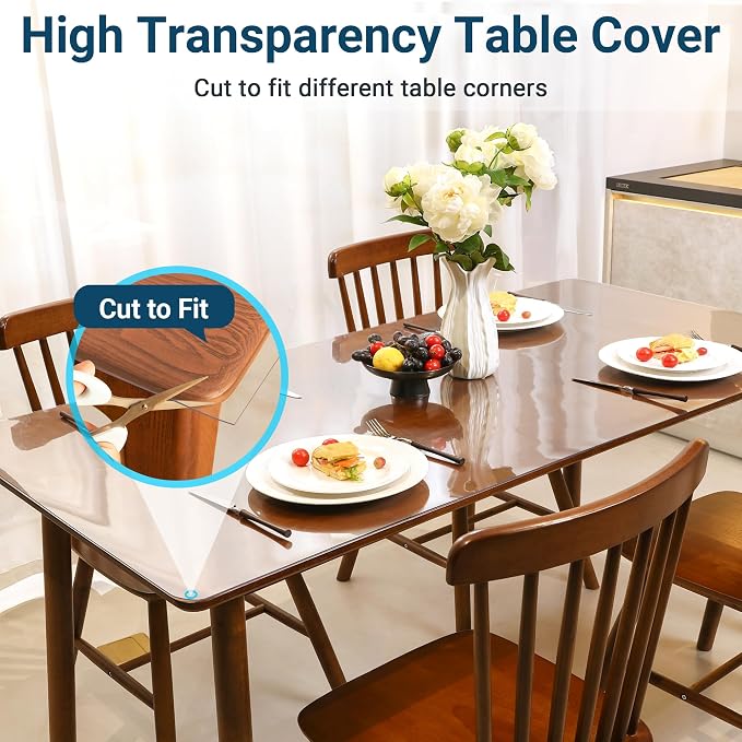 Clear Table Cover Protector Rectangle 42 x 60 Inch, 1.5mm Transparent Plastic - Image 5