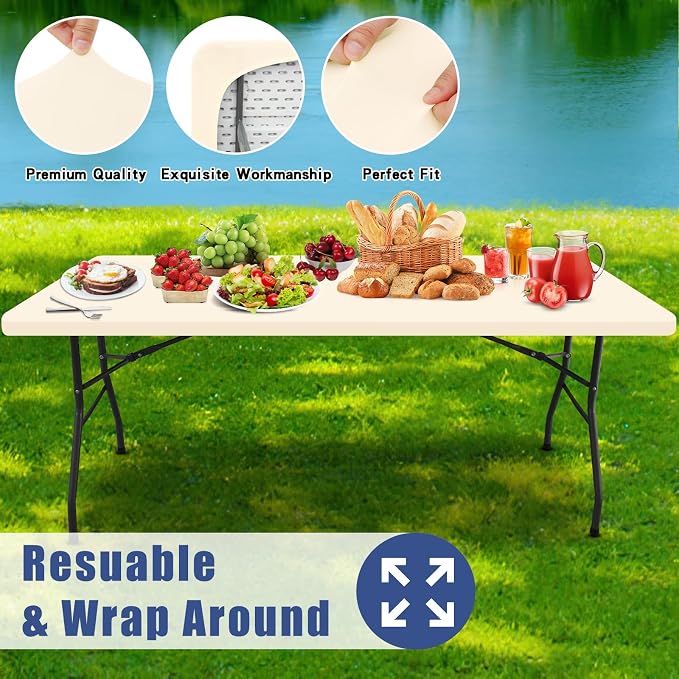 Spandex 8 Foot Rectangle Table Cloth 6 Pack, Elastic Fitted Tablecloths - Image 5