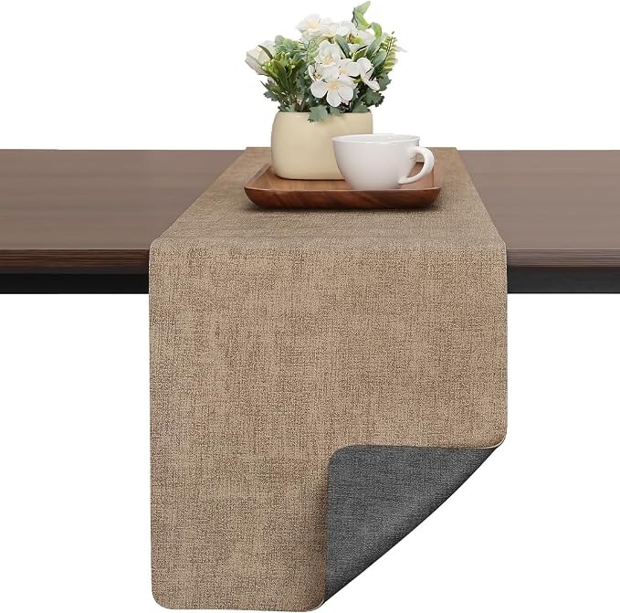 Table Runners 94 Inches Long, Dual-Sided Faux Leather Farmhouse Table Runner by Chitomars