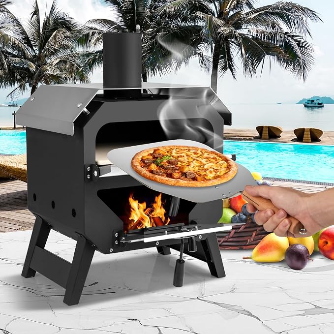 Happygrill Pizza Oven Outdoor, 12” Portable Wood-Fired Pizza Stove - Image 2