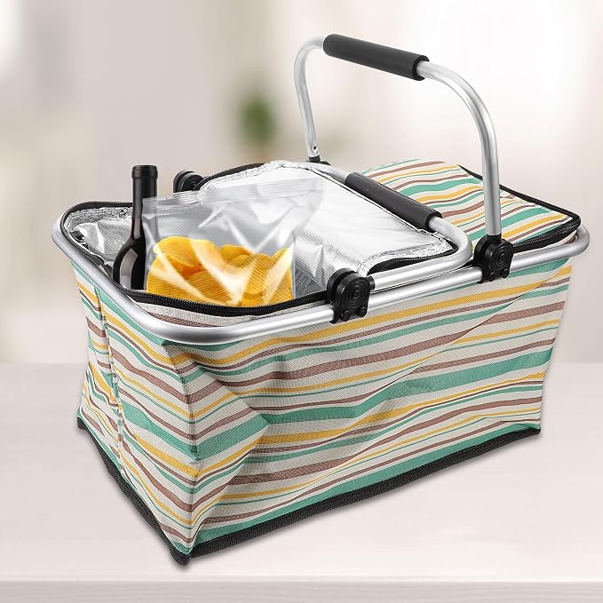 Wear-Resistant Insulated Picnic Basket and Foldable Shopping Tote - Image 3
