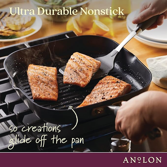 Griddle Pan, 11-Inch Hard-Anodized Nonstick Deep Square, Onyx