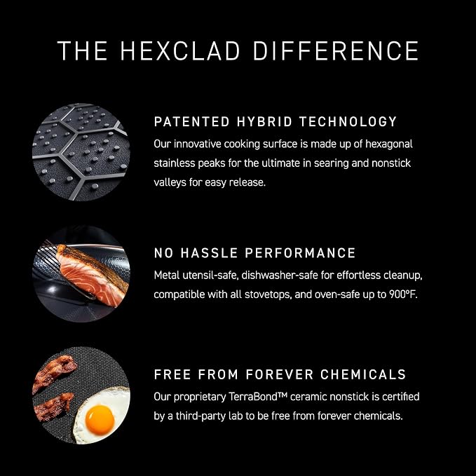 HexClad Hybrid Nonstick BBQ Grill Pan, Dishwasher-Friendly, BBQ and Oven-Safe - Image 4