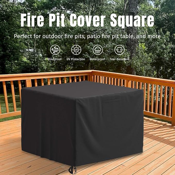 SHINESTAR 32 Inch Fire Pit Cover Square, Fits - Image 2