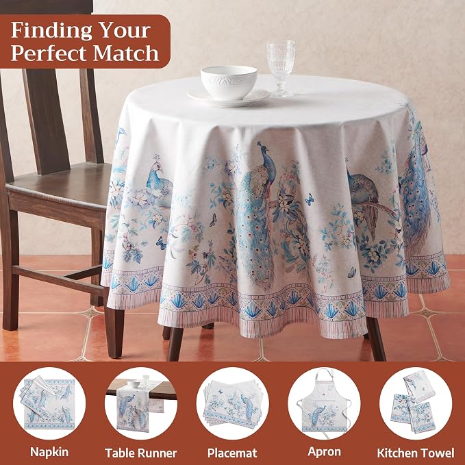 Maison d'Hermine Premium Table Cloth Round Table 100% Cotton 70 Inches - Image 7