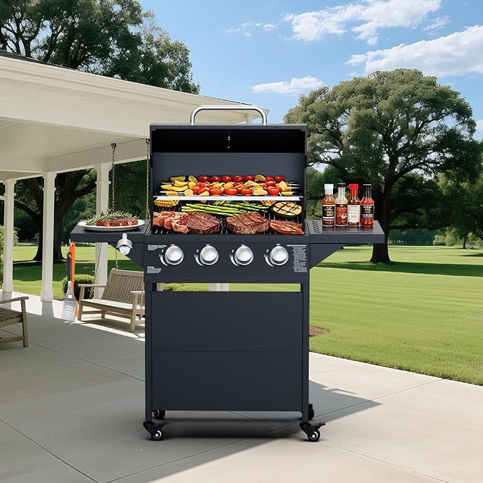 4-Burner Propane Gas BBQ Grill, 000 BTU Output Stainless Steel Barbecue Grill - Image 3