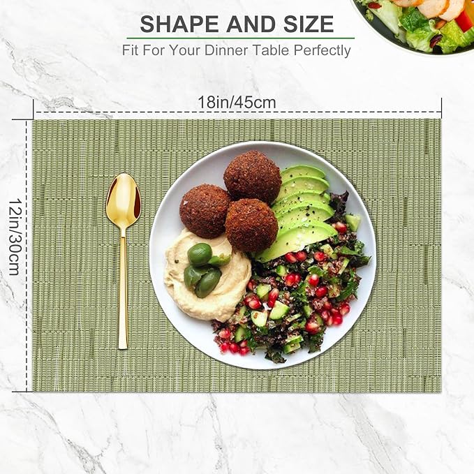 BETEAM Placemats Set of 8, Woven Vinyl Placemat - Image 5